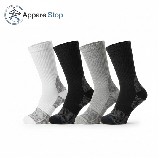 Men's Crew Cushion Socks Size 9-11 - Assorted Colors - Professional Product Photography