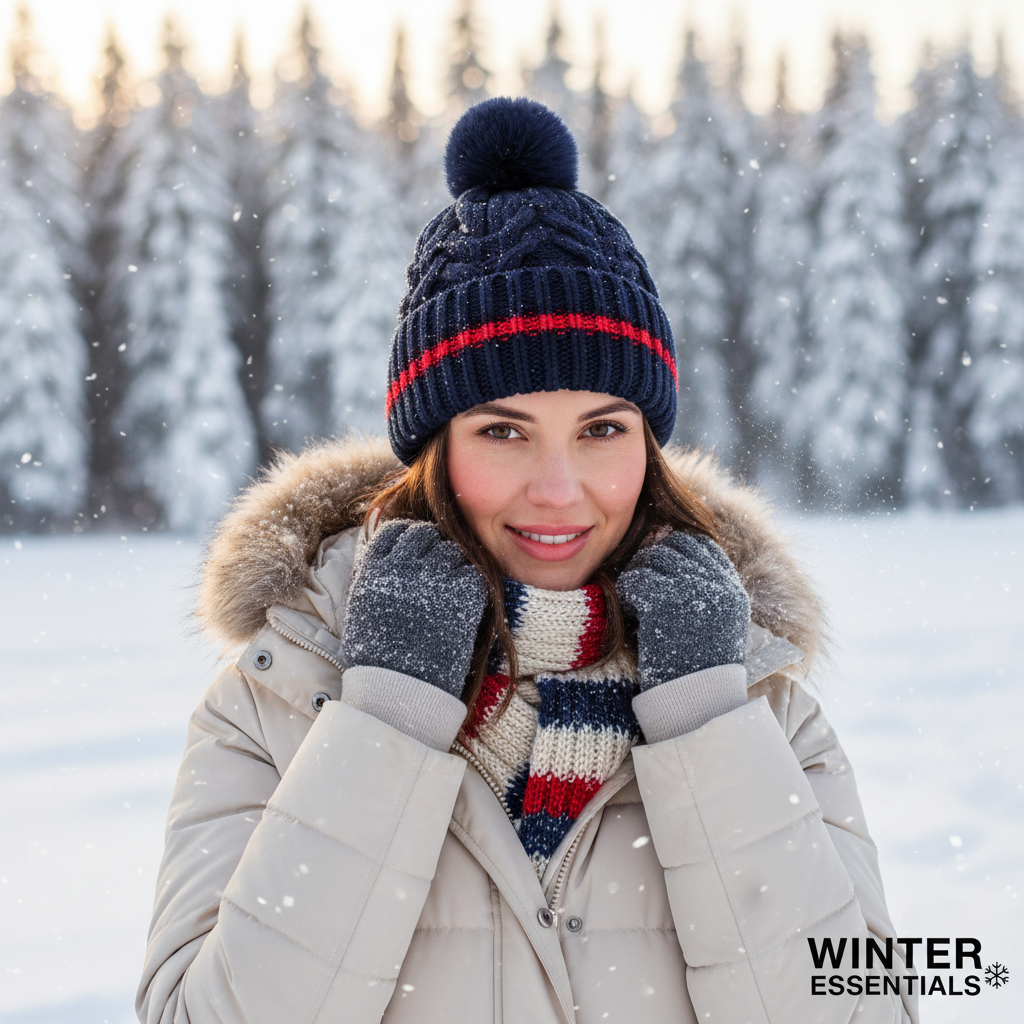 Women's Thermal Pom Pom Winter Hats - Assorted 2 Pack with Fur Lining