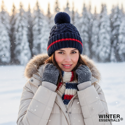 Women's Thermal Pom Pom Winter Hats - Assorted 2 Pack with Fur Lining