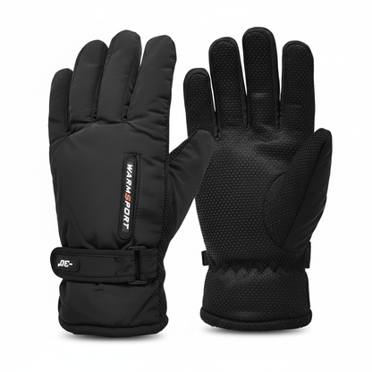 Premium Black Thermal Gloves - White Background