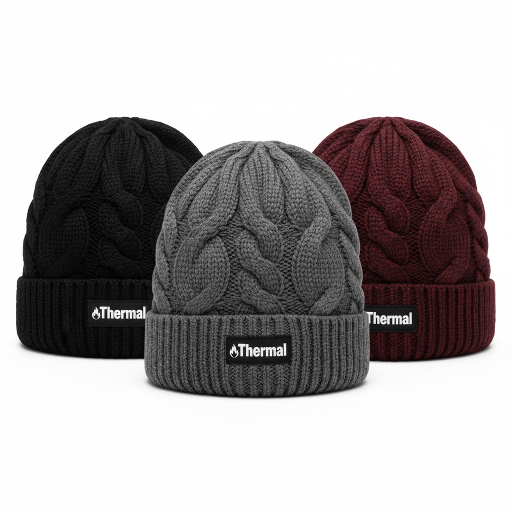 Thermal Fur-Lined Beanie Hats - 3 Pack Assorted Colors - PremiumBrandGoods