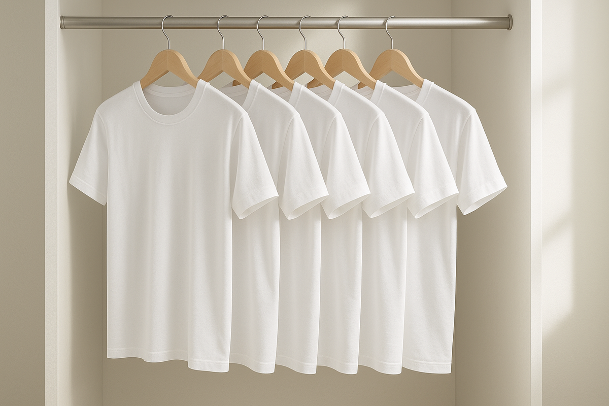 Lifestyle shot - t-shirts in closet