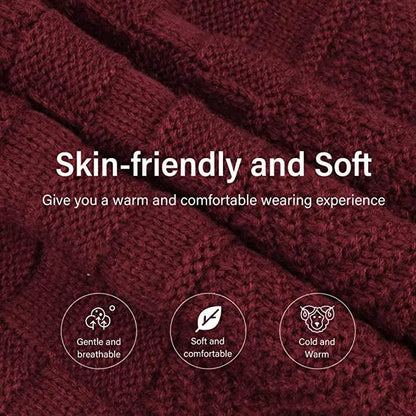 Mens Womens Winter Beanie Hat Scarf Set Warm Knit Hat Thick Fleece Lined Winter Cap Neck Warmer for Men Women - PremiumBrandGoods