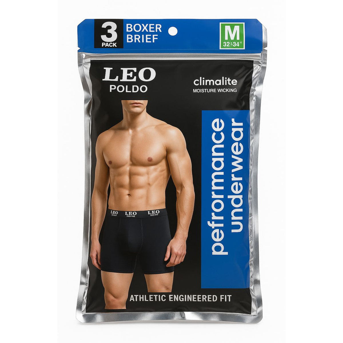 LEO Poldo Men’s Performance Boxer Briefs (3-Pack)