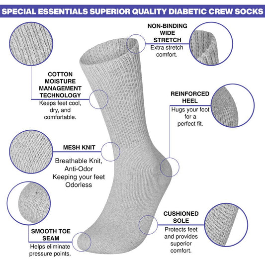 Lot 3 6 12 Pairs Men's Circulatory Diabetic Crew Socks Size 9-11 10-13 13-15 - PremiumBrandGoods
