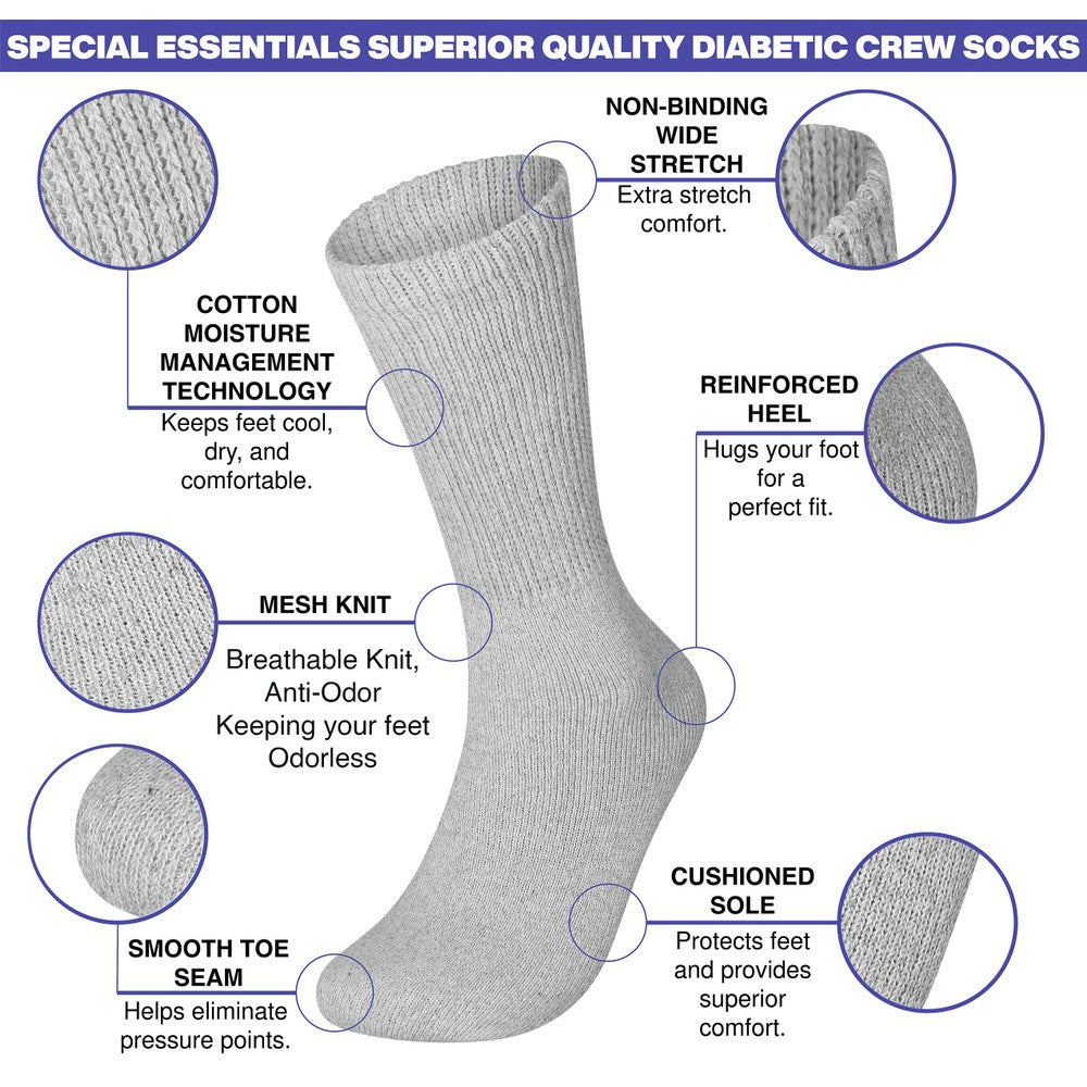 Lot 3 6 12 Pairs Men's Circulatory Diabetic Crew Socks Size 9-11 10-13 13-15 - PremiumBrandGoods