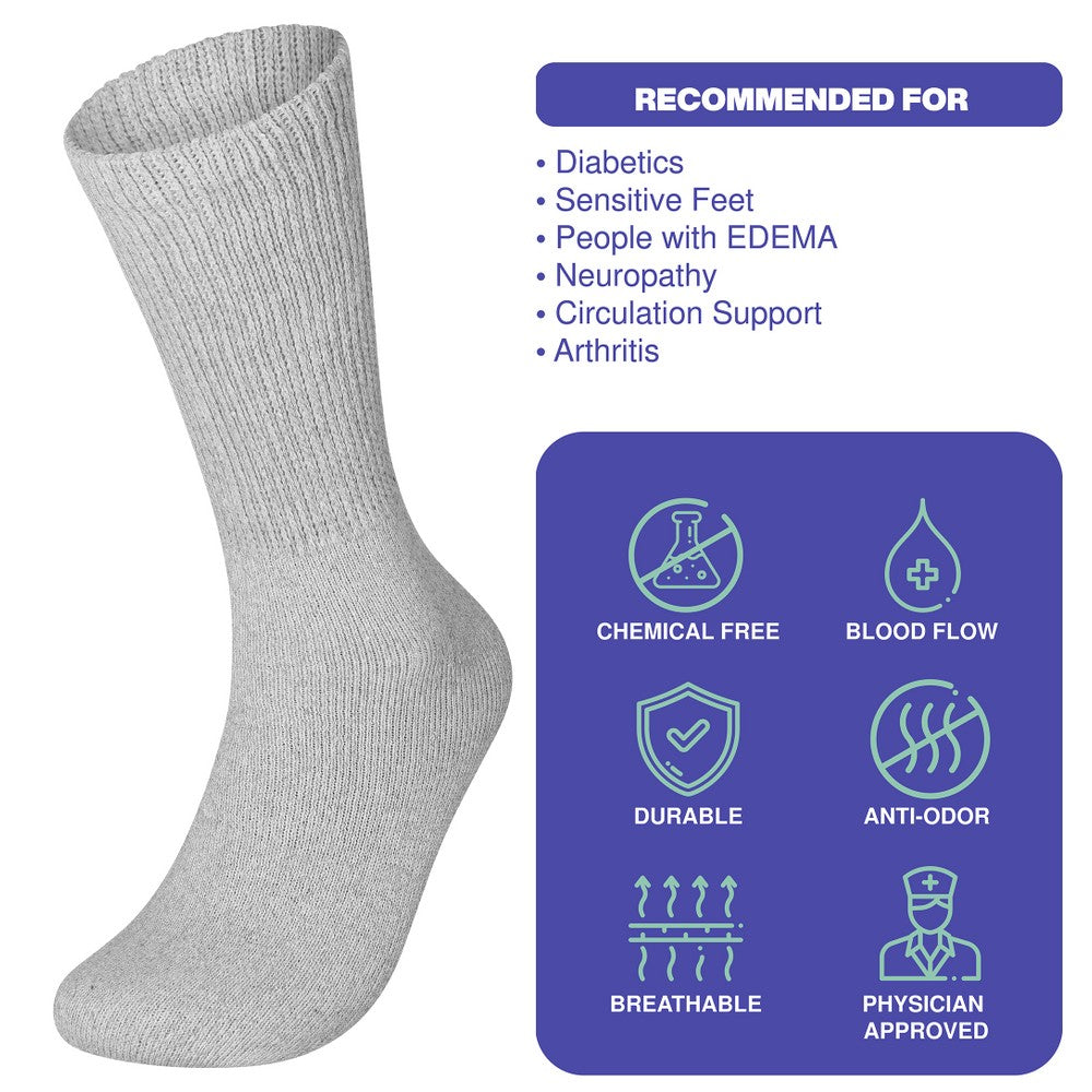 Lot 3 6 12 Pairs Men's Circulatory Diabetic Crew Socks Size 9-11 10-13 13-15 - PremiumBrandGoods